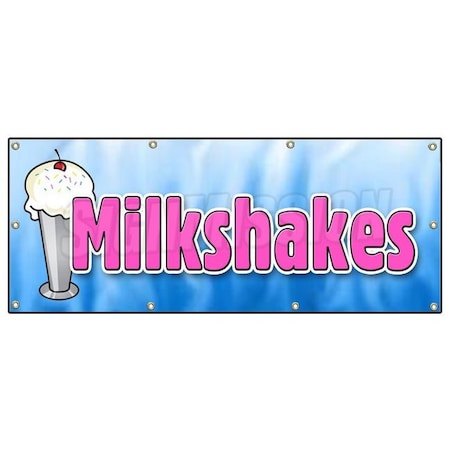 Milkshakes Banner Heavy Duty 13 Oz Vinyl With Grommets Single Sided